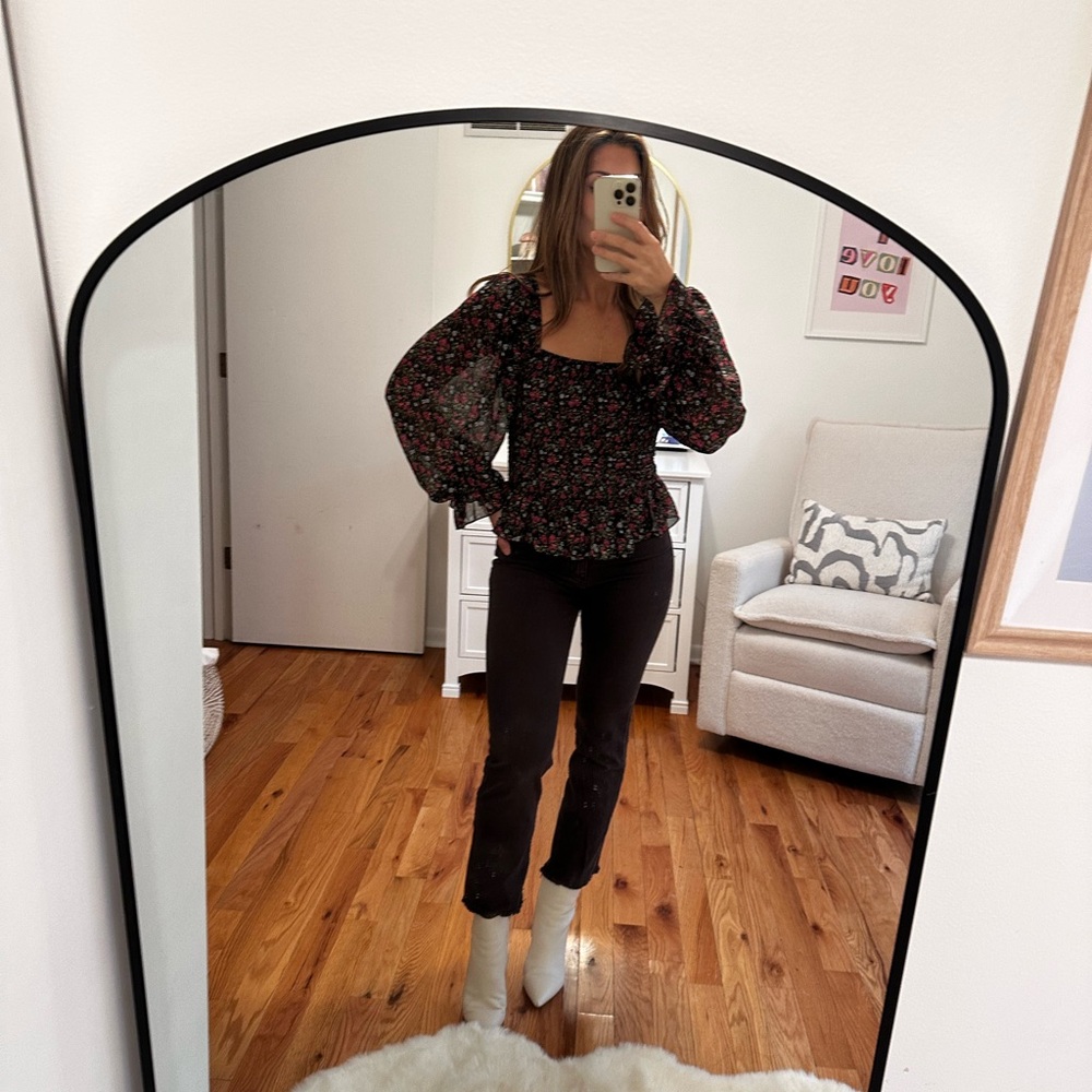 Floral Black Blouse